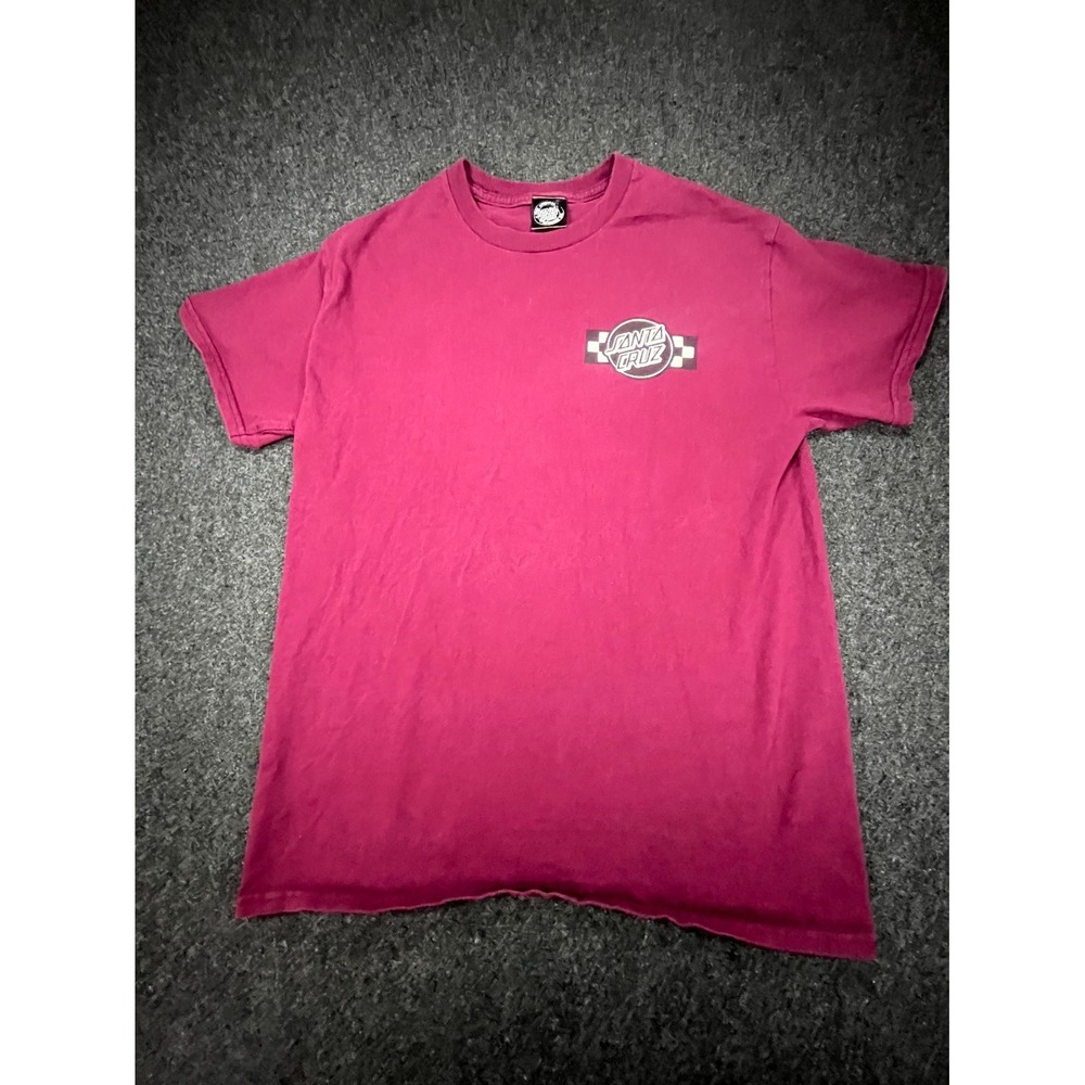 Vintage Santa Cruz Skateboards T Shirt Men's Large Burgundy Logo Short Sleeve